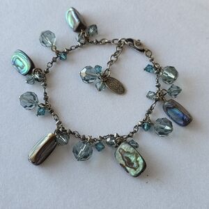 Liz Palacios Abalone And Crystal Colors Of The Sea Bracelet Vintage Rare Find